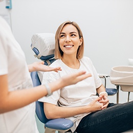 patient talking to dentist 